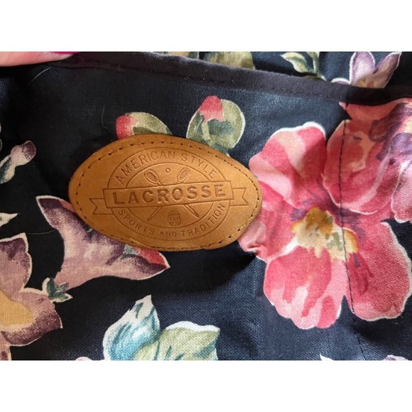 Vintage 80s-90s Lacrosse Floral Print Canvas Large Sling Purse Shoulder Bag - Picture 2 of 4